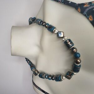 Turquoise and gold accents Beaded necklaces BOHO style